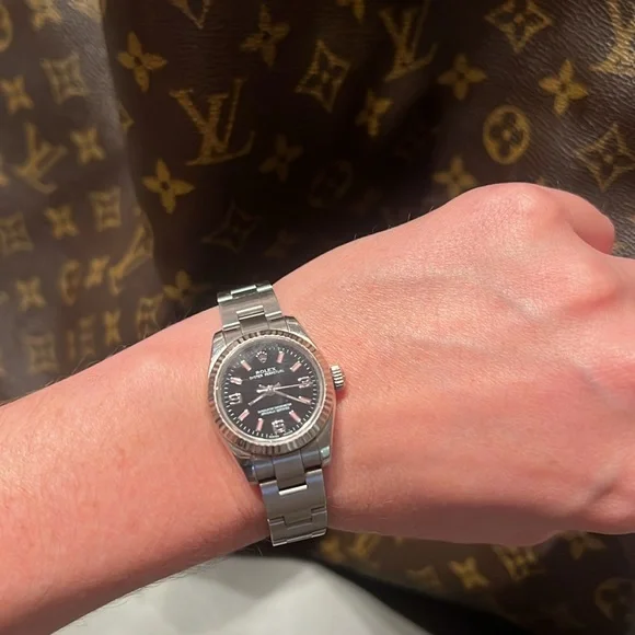 🩷Authentic Rolex Oyster Perpetual Women Watch Stainless Steel Silver Pink Black - Picture 4 of 16